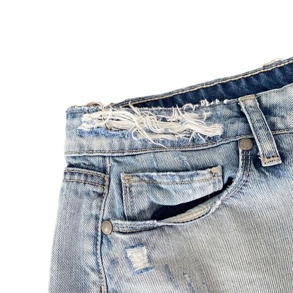 PAIGE Madison Button Front Raw Hem Distressed Shorts Pilot Wash 30 - Picture 5 of 6